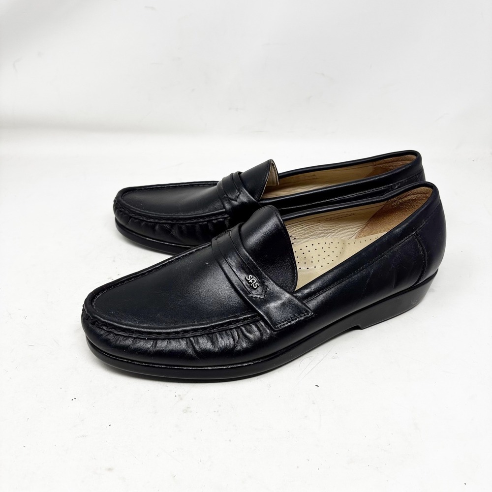 SAS Penny Loafer Black Genuine Leather Handsewn Made in USA Slip On Size 11N